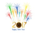 Happy new year fireworks 2017 holiday background design Royalty Free Stock Photo