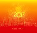 Happy new year fireworks 2017 holiday background design Royalty Free Stock Photo