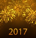 Happy New Year Fireworks 2017, Holiday Background Design Royalty Free Stock Photo