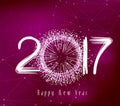 Happy new year 2017 fireworks molecule and communication background Royalty Free Stock Photo