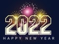 Happy New Year 2022 Fireworks On Night Sky Background. Royalty Free Stock Photo