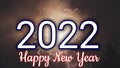 Happy New Year 2022 With Fireworks And Night Sky Background. Royalty Free Stock Photo