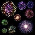 Happy New Year Fireworks set Royalty Free Stock Photo