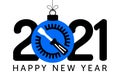 2021 happy new year. Fix new year concept with screwdriver gear in christmas ball hang on a thread on white background. Vector