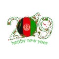 Happy New 2019 Year with flag of Afghanistan. Holiday grunge vector illustration. Royalty Free Stock Photo