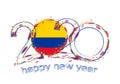 Happy New 2020 Year with flag of Colombia