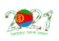 Happy New 2021 Year with flag of Eritrea