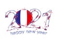 Happy New 2021 Year with flag of France Royalty Free Stock Photo