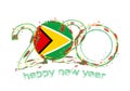 Happy New 2020 Year with flag of Guyana