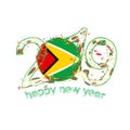 Happy New 2019 Year with flag of Guyana. Holiday grunge vector i