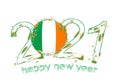 Happy New 2021 Year with flag of Ireland