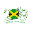 Happy New 2019 Year with flag of Jamaica. Holiday grunge vector