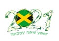 Happy New 2021 Year with flag of Jamaica