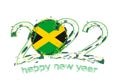 Happy New 2022 Year with flag of Jamaica