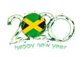 Happy New 2020 Year with flag of Jamaica