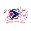 Happy New 2019 Year with flag of Ohio US State. Holiday grunge v Royalty Free Stock Photo