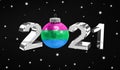 Happy new Year 2021, flag of Polysexuality on a christmas toy, decorations isolated on dark background. Creative christmas concept