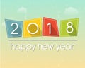 Happy new year 2018 over sky background