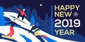 Happy new year 2019 - flat design style illustration