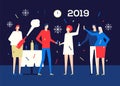 Happy new year 2019 - flat design style illustration