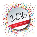 Happy New Year 2016 flat label and stamp. Royalty Free Stock Photo