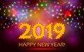 Happy 2019 New Year Flyer. Christmas Greeting Card Royalty Free Stock Photo