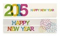 Happy New Year 2015 folded paper banners set Royalty Free Stock Photo