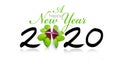 A Happy New Year 2020  with Four leaf clover Royalty Free Stock Photo