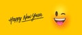 Happy new year funny emoticon face banner Royalty Free Stock Photo