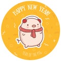 Happy New Year funny vector greeting card design.