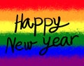 Happy New Year Gay Pride Rainbow LGBTQ+ Flag