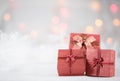 Happy New Year Gift Boxes with abstract bokeh Background Royalty Free Stock Photo