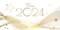 happy new year 2024 - Glitter gold stars background - party festive design