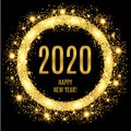 2020 Happy New Year glowing gold background.