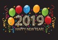 2019 Happy new year 2019 party balloons background vector Royalty Free Stock Photo