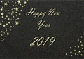 Happy New Year 2019 gold with black Background and Stars