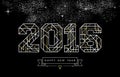 Happy new year 2016 gold deco geometry outline Royalty Free Stock Photo