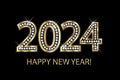 Happy new year 2024 gold diamonds and bling bling vector image Royalty Free Stock Photo