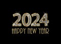 2024 happy new year gold and diamonds bling vector background template Royalty Free Stock Photo