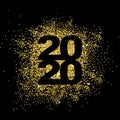 Happy New Year 2020. Gold dust in numbers. Bright sparkles. Royalty Free Stock Photo