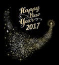 Happy New Year 2017 gold firework illustration Royalty Free Stock Photo