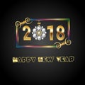 2018 Happy New Year Gold Frame and Diamonds Royalty Free Stock Photo