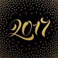 Happy New Year 2017 gold glitter greeting card Royalty Free Stock Photo