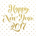 Happy New Year 2017 gold glitter greeting card Royalty Free Stock Photo