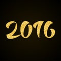 Happy New Year 2016 - gold glitter hand lettering Royalty Free Stock Photo