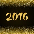 Happy New Year 2016 - gold glitter hand lettering Royalty Free Stock Photo