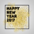 Happy new year 2017. Gold glitter New Year. Gold background for Royalty Free Stock Photo