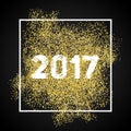 Happy new year 2017. Gold glitter New Year. Gold background for Royalty Free Stock Photo