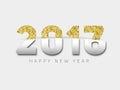 Happy new year 2017. Gold glitter New Year. Gold background for Royalty Free Stock Photo