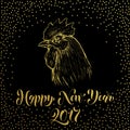 Happy New Year 2017. Gold glitter Rooster